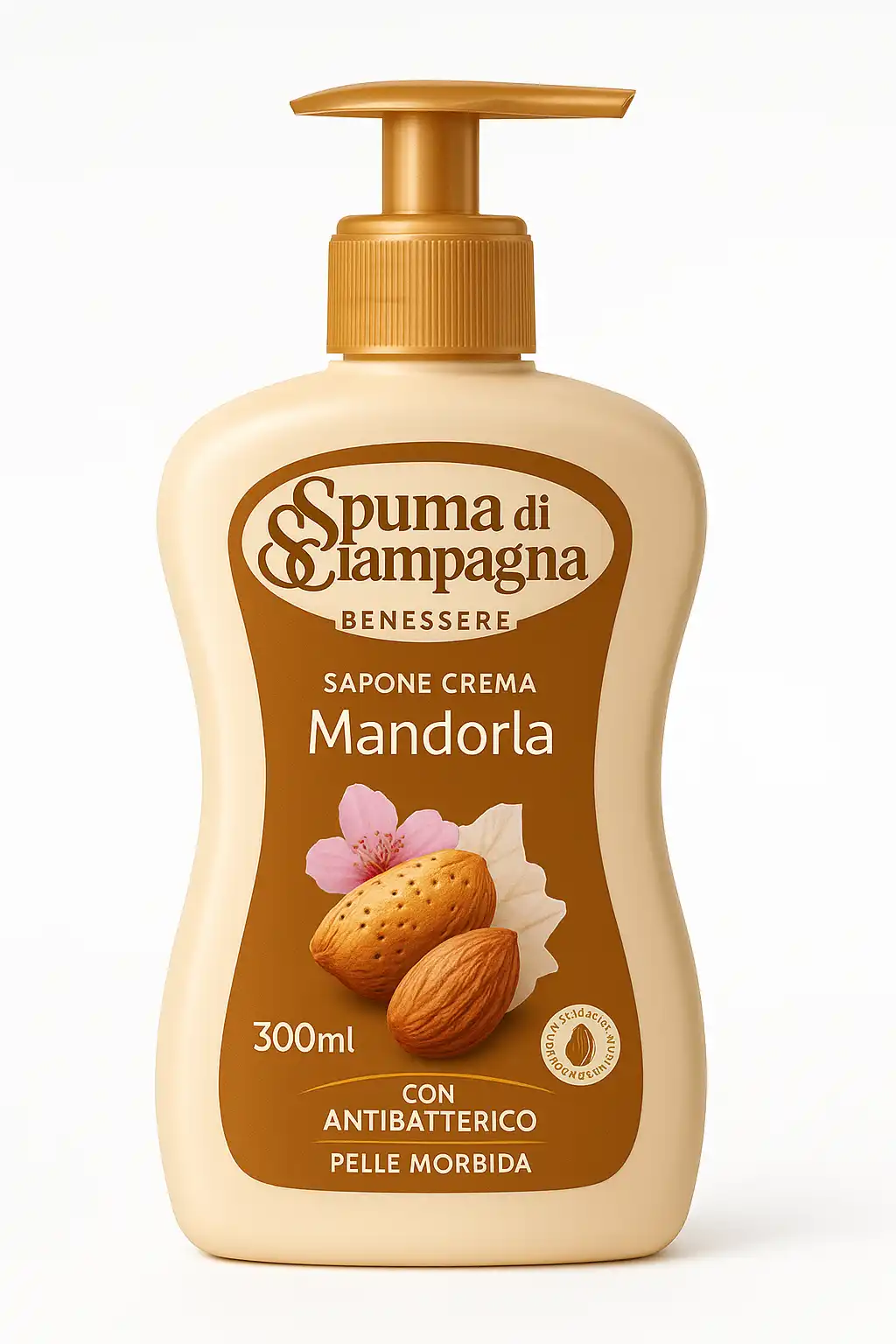 6X Spuma di Sciampagna Sapone Crema Mandorla 300ml Antibatterico Pelle Morbida