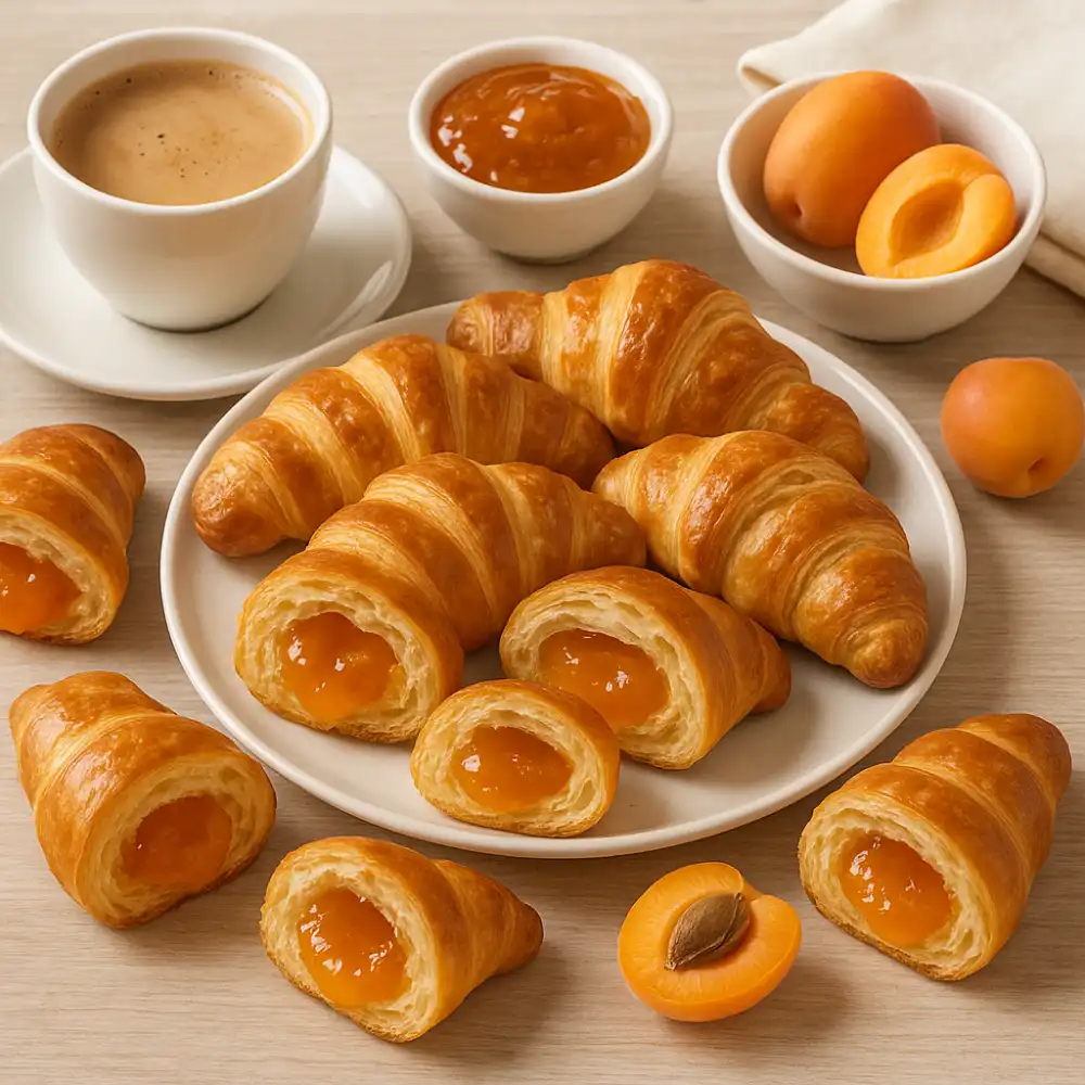 8X Divella Croissant Doppia Sfoglia Albicocca 225g - Cornetti Ripieni Italiani
