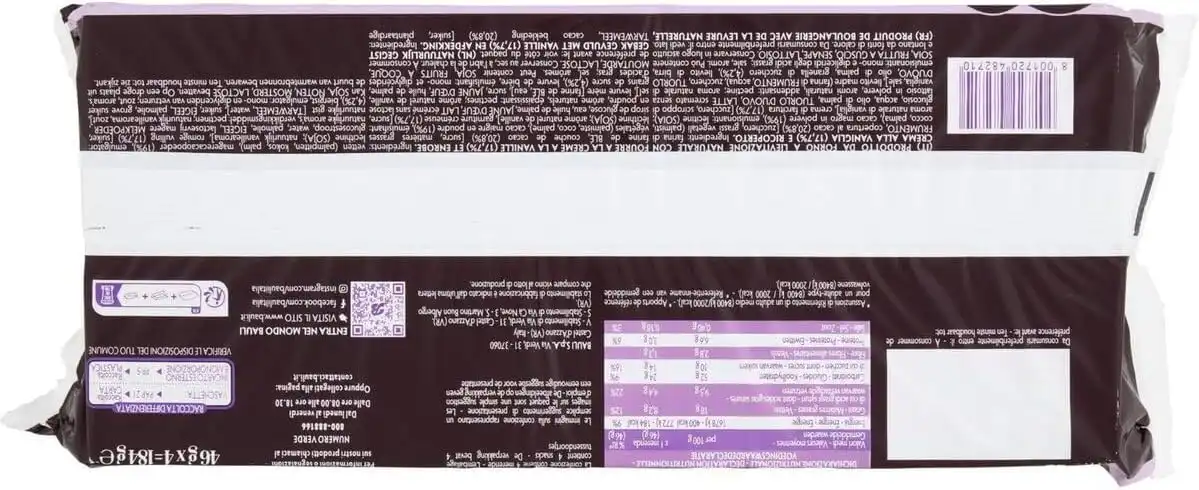 4x Bauli Buondì Ripieno Crema 184g Merendina Dolce al Forno, Ricoperta e Soffice