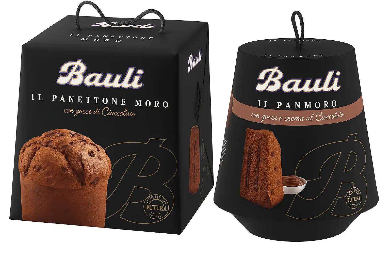 Bauli Panettone Moro 900g e Panmoro 750g con Crema e Gocce di Cioccolato