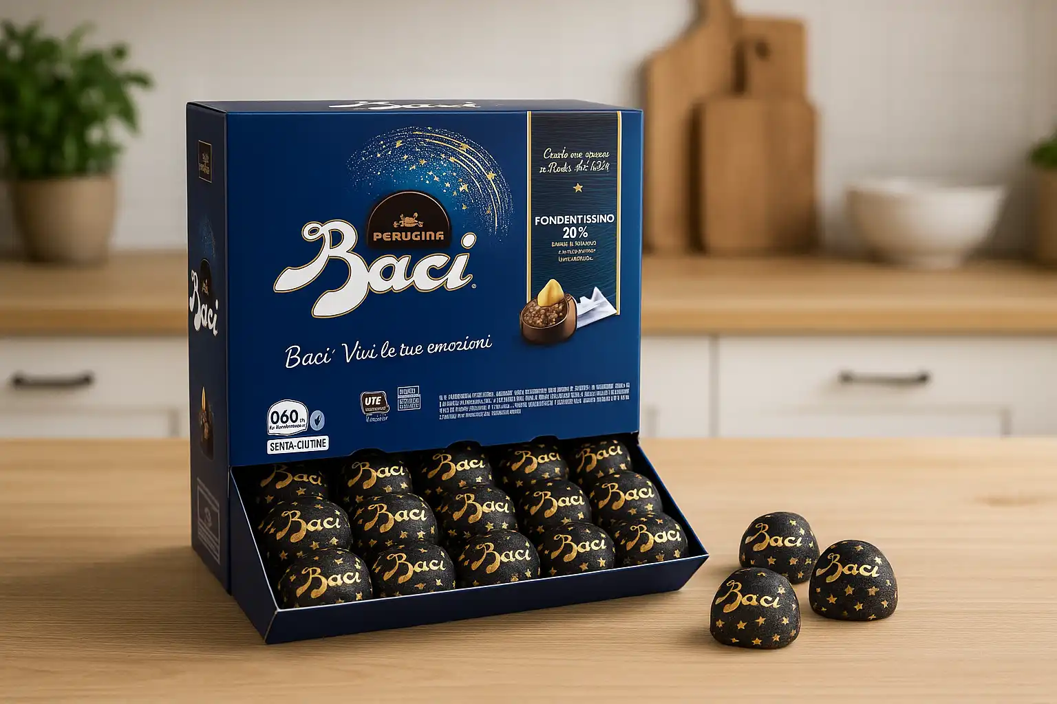 120 Pezzi Baci Perugina Fondentissimo 1.5kg Confezione Grande Extra Fondente