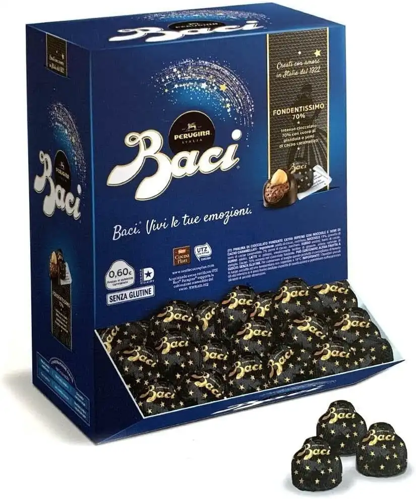 120 Pezzi Baci Perugina Fondentissimo 1.5kg Confezione Grande Extra Fondente