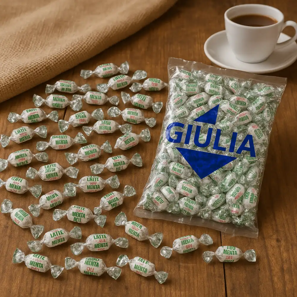 Caramelle Ripiene Latte e Menta 1kg Gusto Fresco e Cremoso Dolce Artigianale