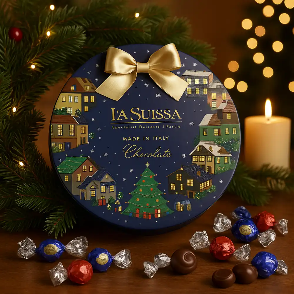 La Suissa Ghirlanda di Natale 400g Boules Cioccolato Latte Fondente Caramello