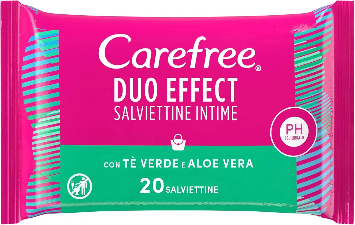 Carefree Salviettine Intime 20pz con Tè Verde e Aloe Vera pH Equilibrato