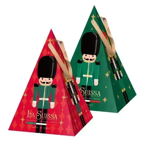 2x Piramide di Natale 200g Boules Cioccolato Latte Fondente Ripiene Caramello