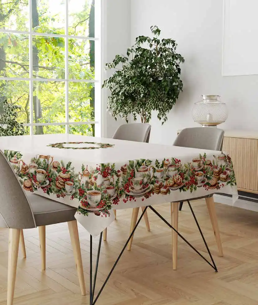 VINGI Tovaglia Natale Tiffany XMAS1 140x180 Antimacchia 6 Persone