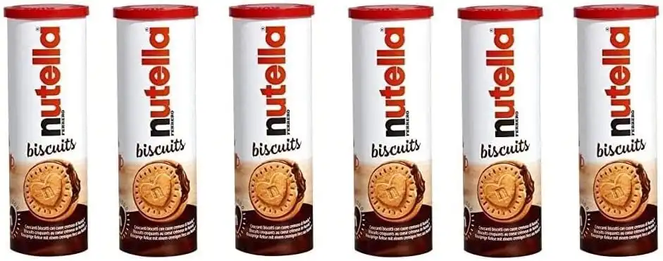 6x Ferrero Nutella Biscuits da 166gr a Forma di Tubo Tappo Richiudibile 6x166gr