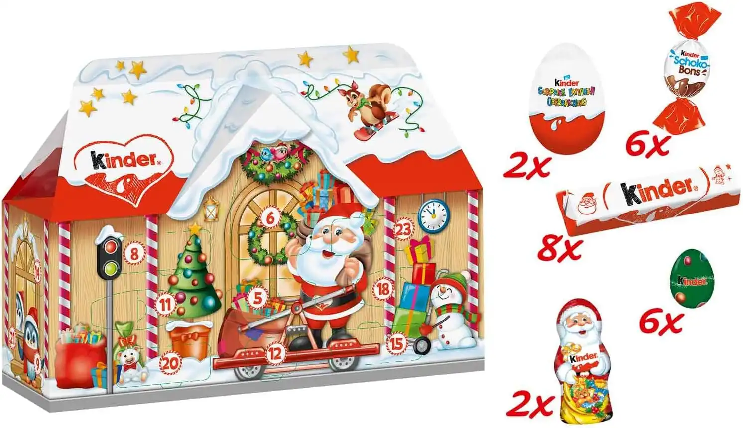 Kinder Dolce Casa Calendario Avvento 2025 – 24 Snack e Cioccolatini, 234g