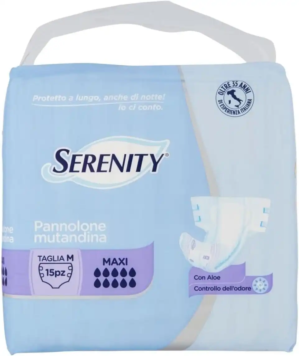 Serenity Pannolone Mutandina Maxi Taglia M 15 Pezzi con Aloe e Controllo Odore
