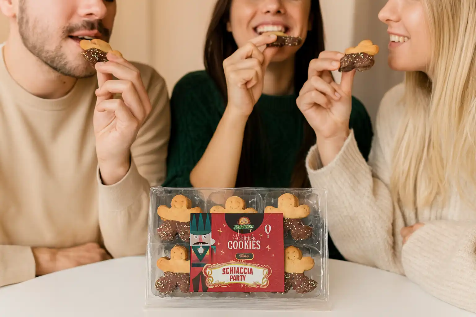 9x Gecchele Schiaccia Cookie Ginger 185g Biscotti Natalizi Ricoperti Cioccolato