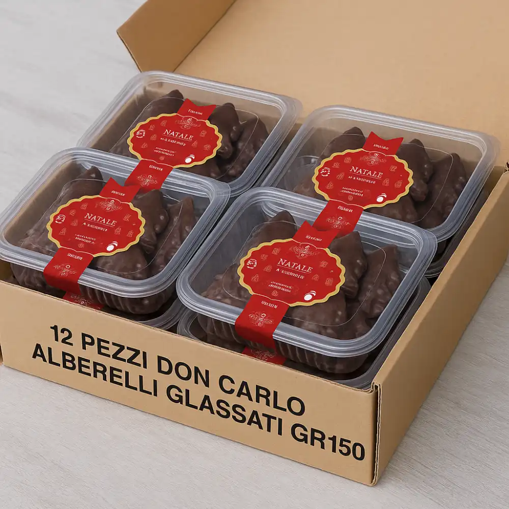 12x Don Carlo Alberelli Natalizi Glassati 150g Dolcetti Artigianali a Cioccolato