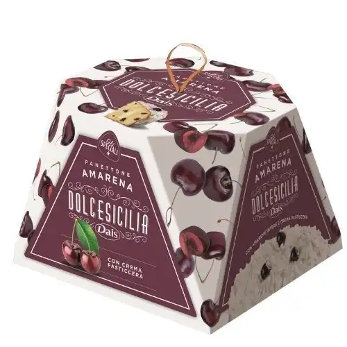 Dais Panettone Dolcesicilia Amarena 800g con Crema Pasticcera Siciliana