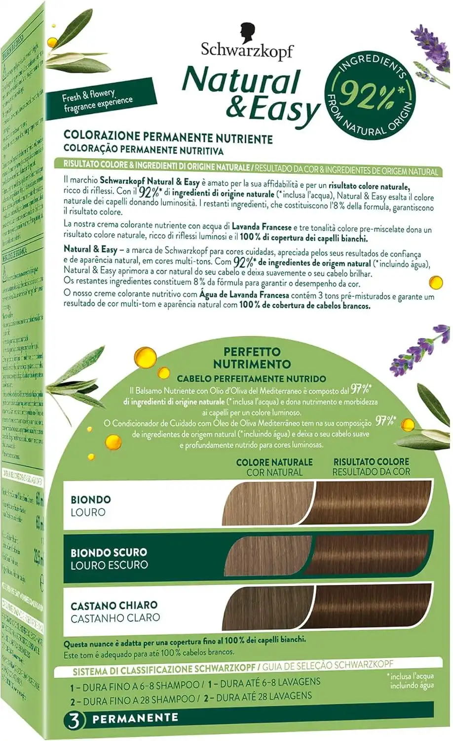 6x Schwarzkopf Natural & Easy 560 Castano Chiaro Tintura Permanente Nutriente