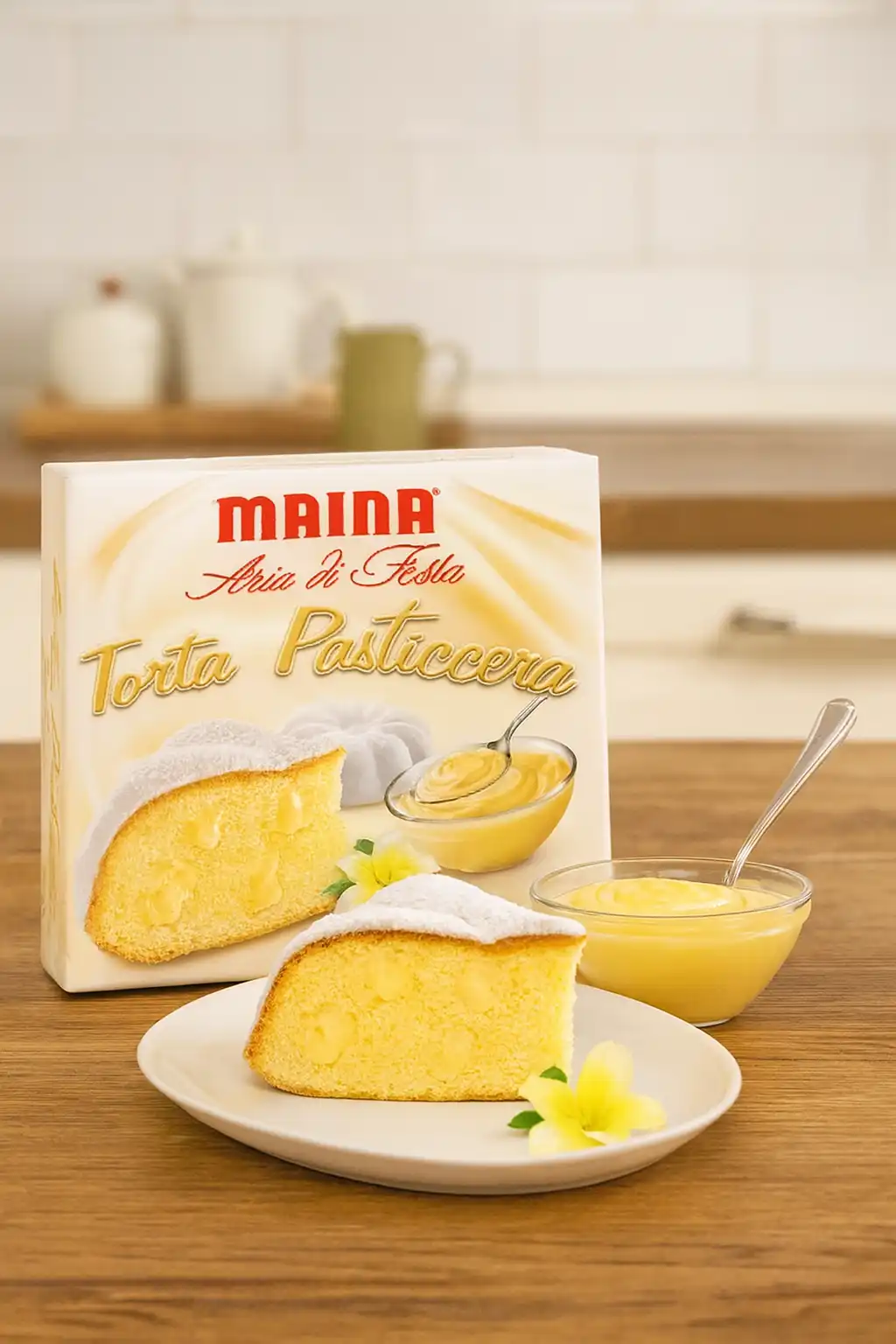 Maina Torta Pasticcera 400g Dolce Soffice con Crema alla Vaniglia
