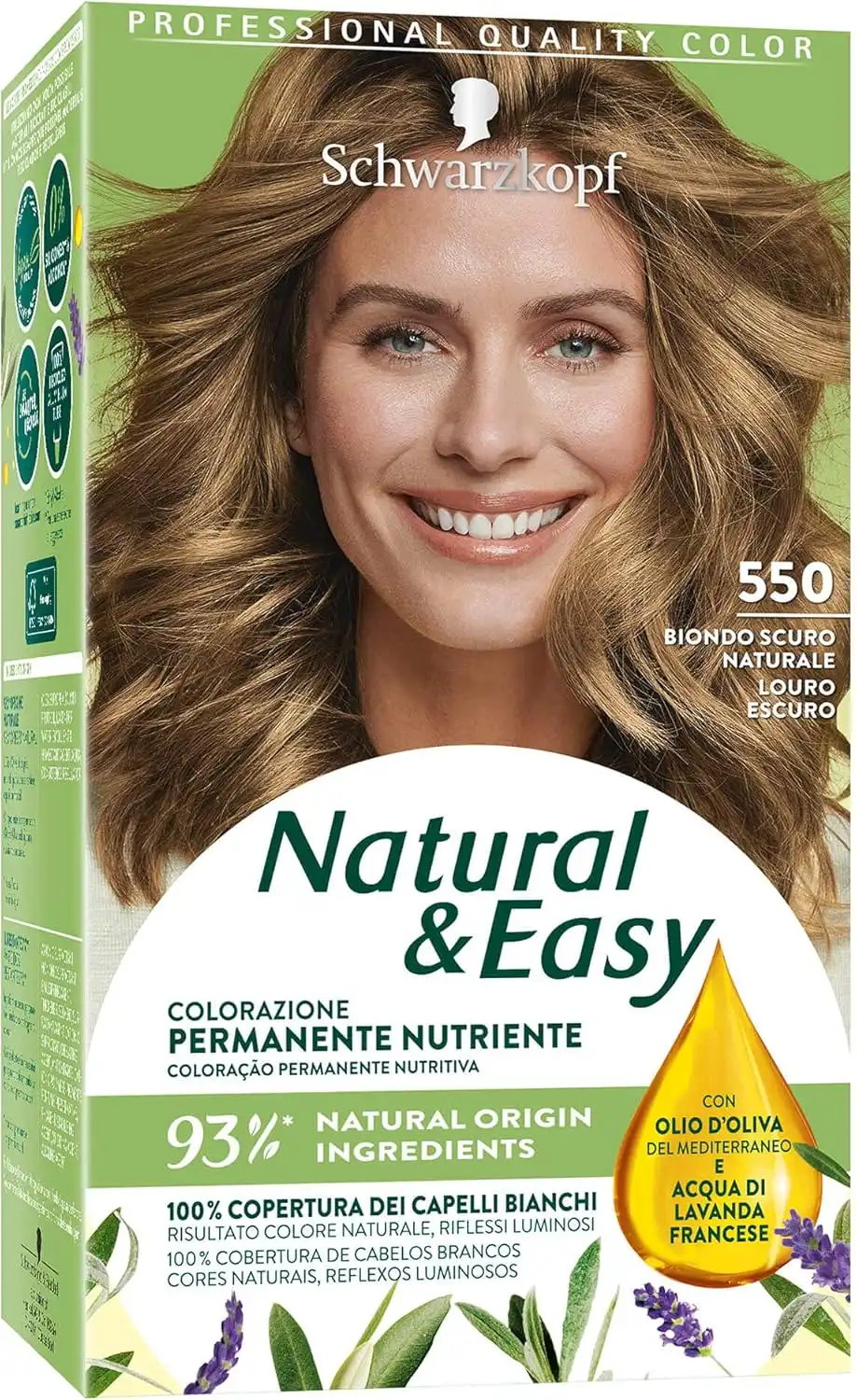 6x Schwarzkopf Natural & Easy 550 Biondo Scuro Naturale Tinta Capelli