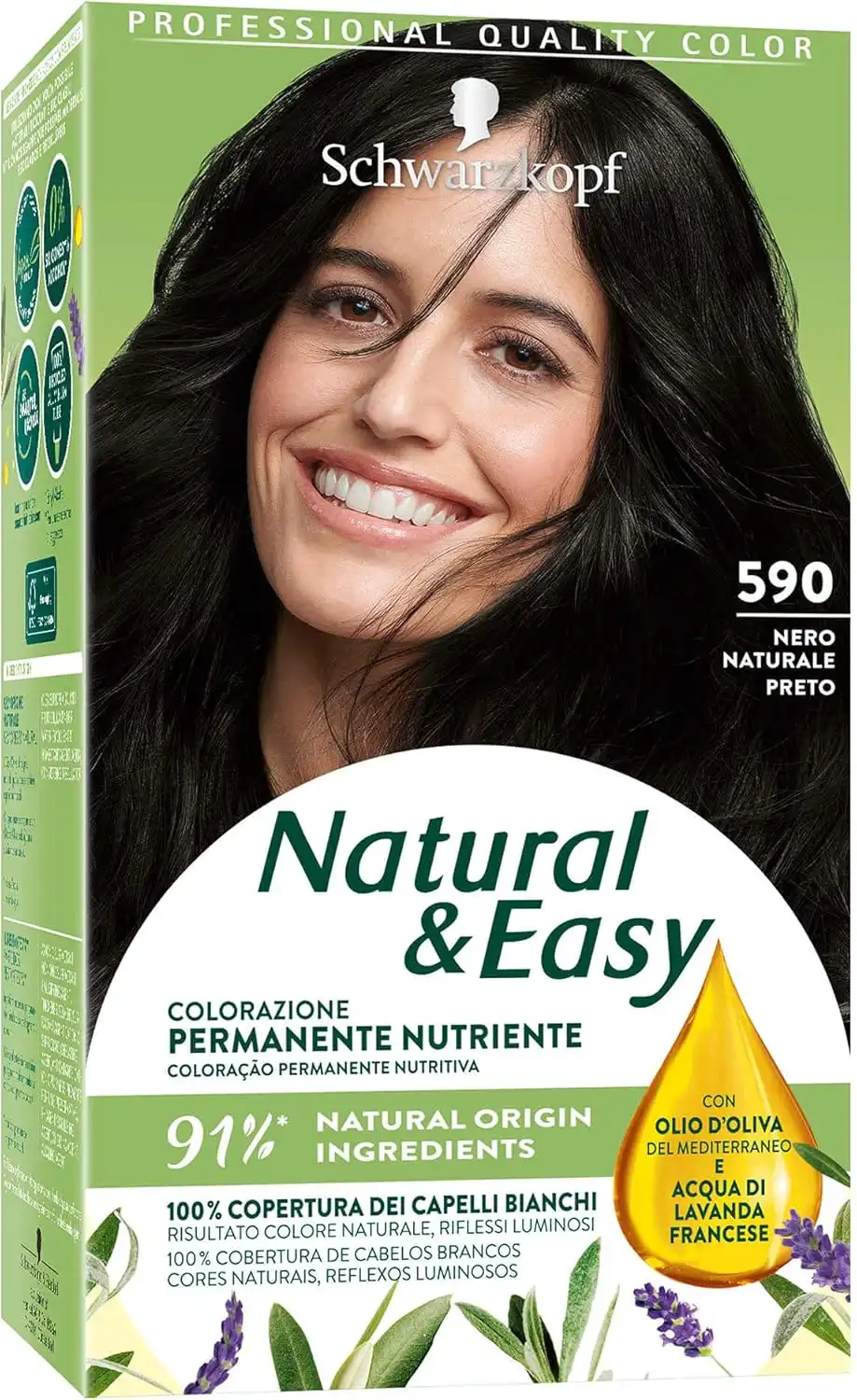 6x Schwarzkopf Natural & Easy 590 Nero Tinta Capelli Permanente Nutriente