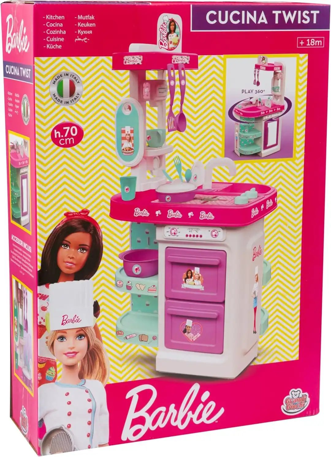 Barbie Cucina Twist 75cm bifacciale con accessori Grandi Giochi BAR49000