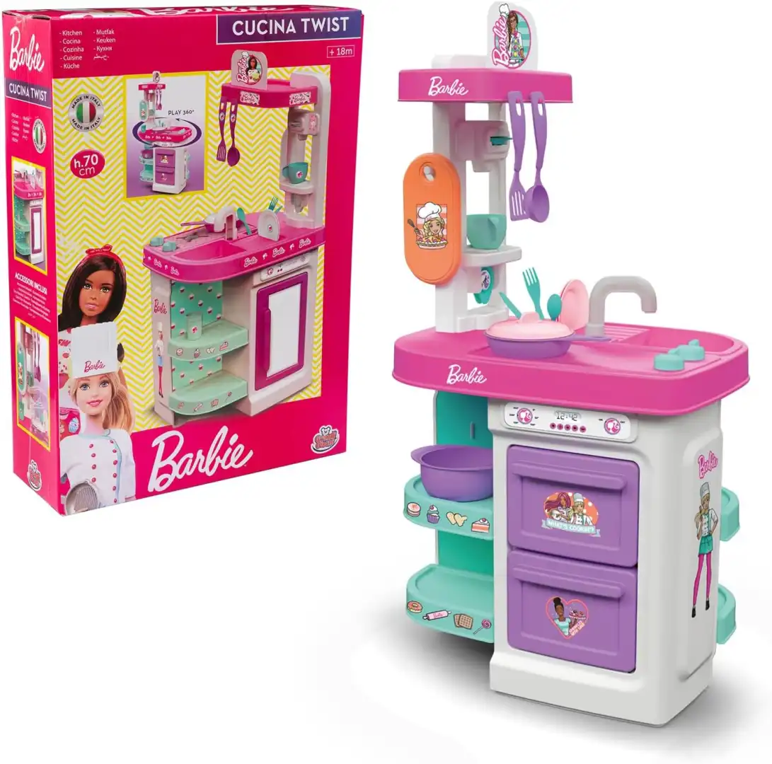 Barbie Cucina Twist 75cm bifacciale con accessori Grandi Giochi BAR49000