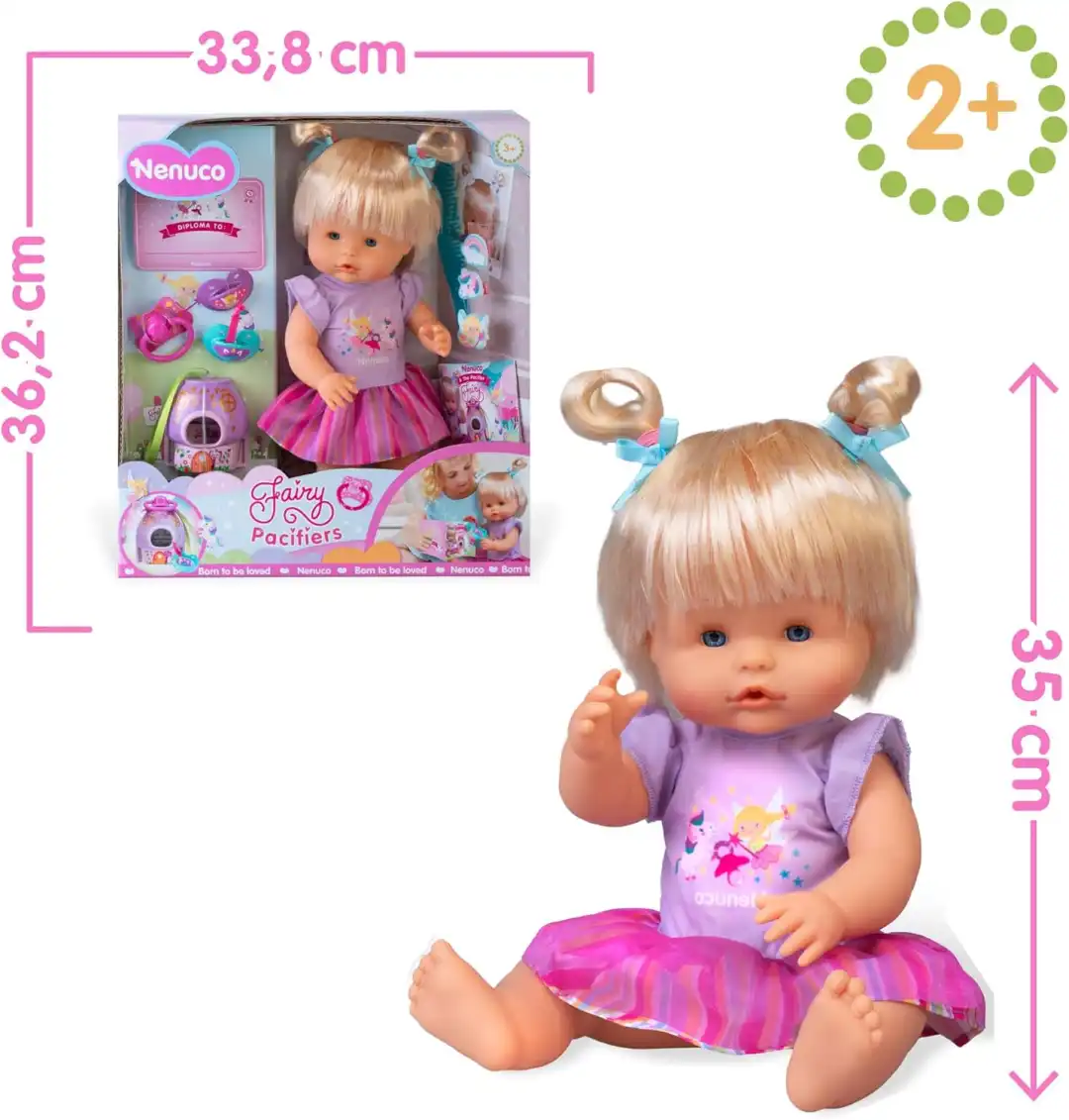 Bambola Nenuco Fairy Pacifiers accessori vestitino lilla Famosa Originale 35cm