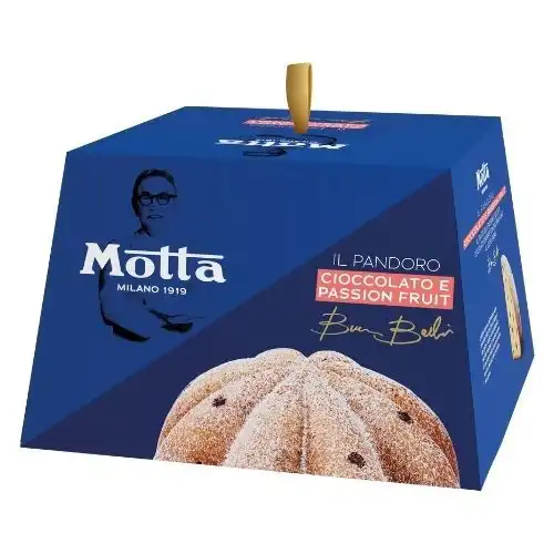 Motta Pandoro Bruno Barbieri 800g con Gocce di Cioccolato e Crema Passion Fruit