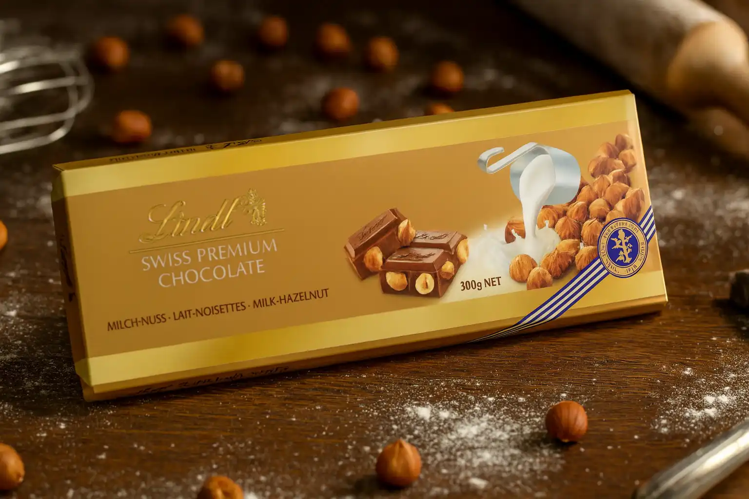 Lindt Tavoletta Oro Cioccolata Latte Nocciole 300g – Cioccolato Svizzero Premium