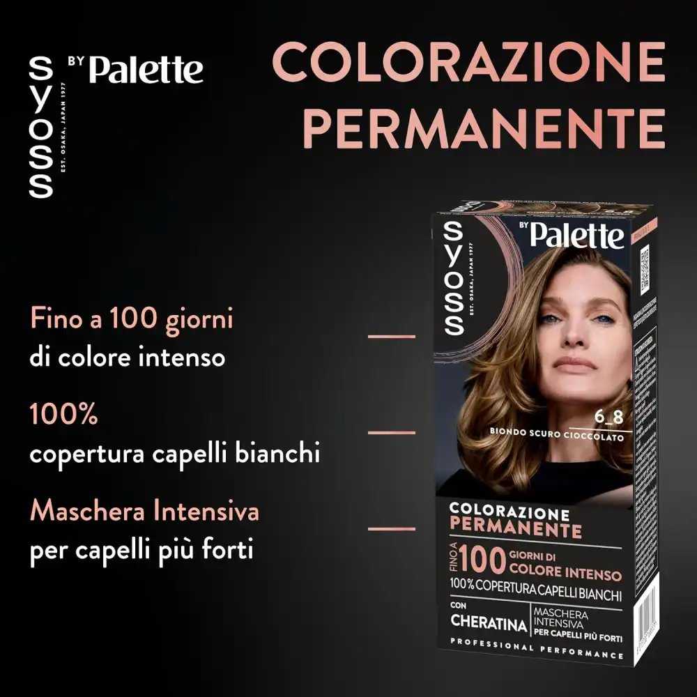 Syoss Palette Tinta Capelli 6-8 Biondo Scuro Cioccolato con Cheratina 100ml