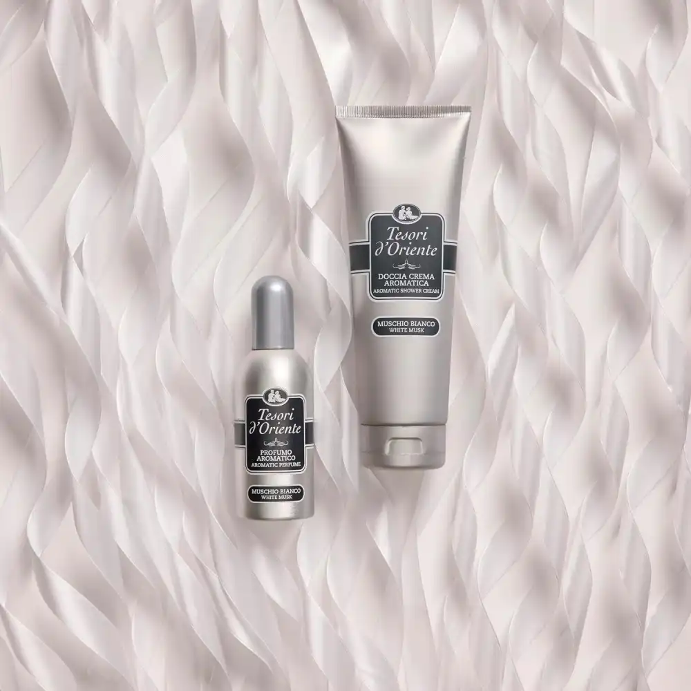 Confezione Regalo Tesori d'Oriente Muschio Bianco Doccia 250ml + Profumo +Spugna