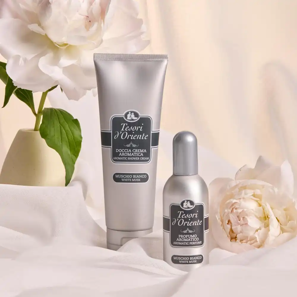 Confezione Regalo Tesori d'Oriente Muschio Bianco Doccia 250ml + Profumo +Spugna