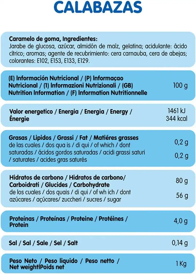 Vidal Caramelle Gommose Zucchette Halloween 1Kg Senza Glutine Morbide