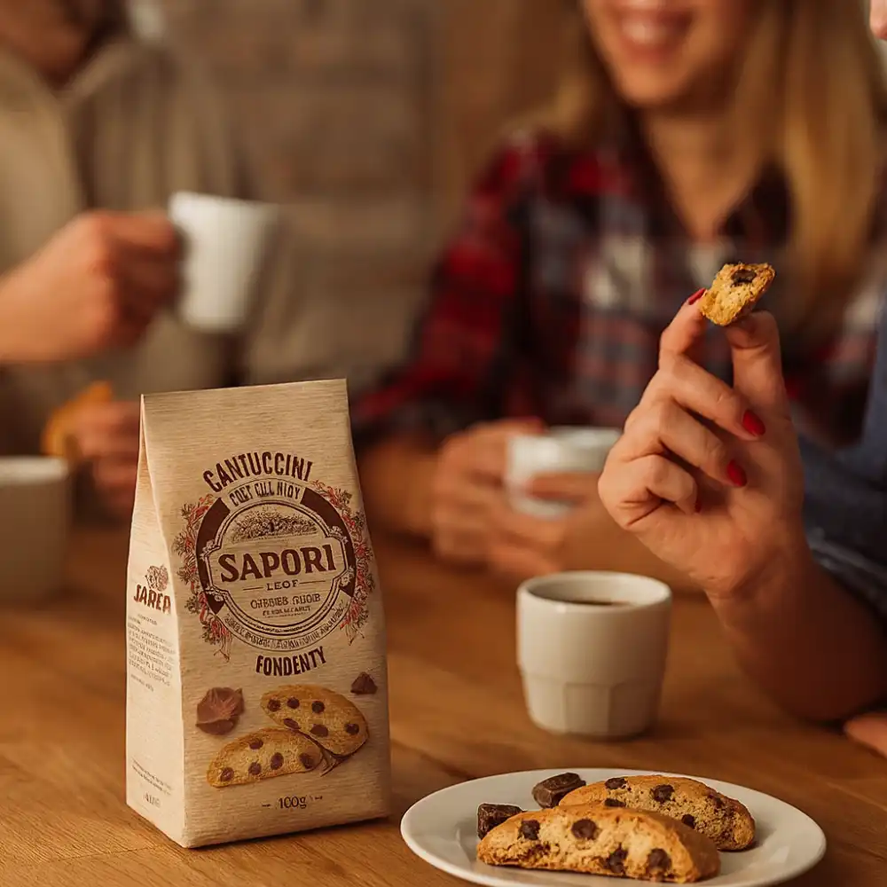 15x Sapori Cantuccini Toscani 100g con Gocce di Cioccolato Fondente