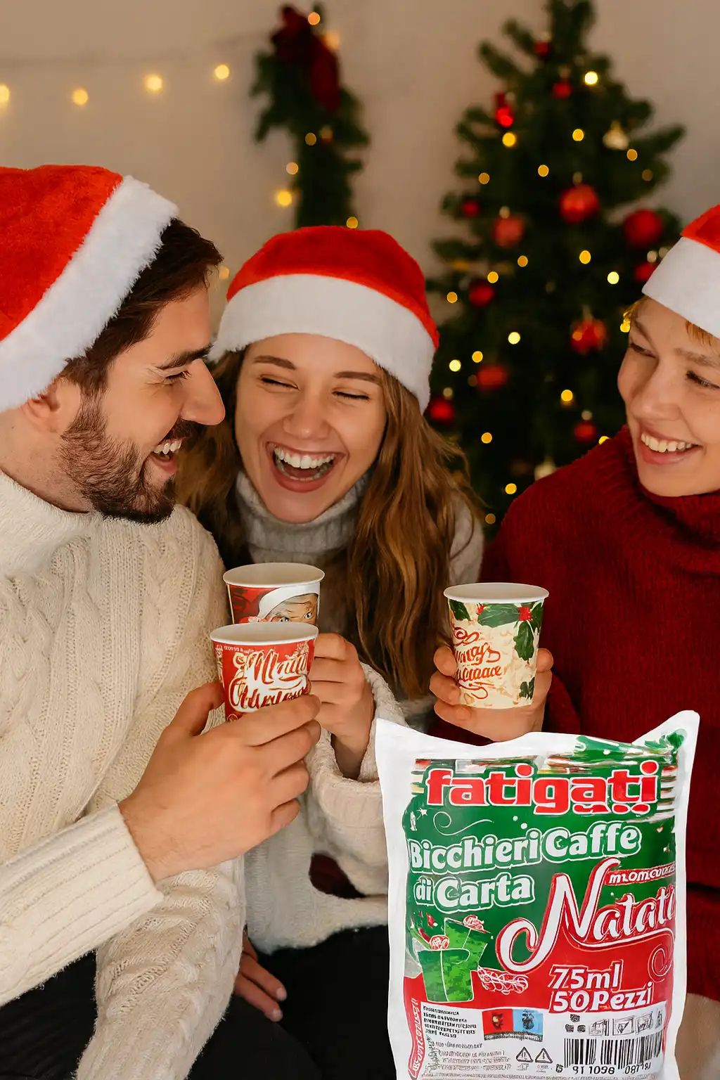 20x Bicchieri Caffè Natale 50pz 75ml Monouso Carta Decorati per Feste