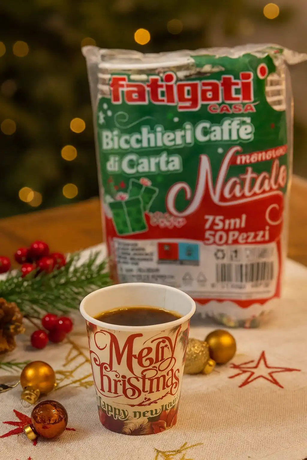 20x Bicchieri Caffè Natale 50pz 75ml Monouso Carta Decorati per Feste