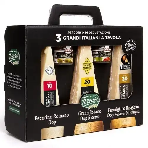 Confezione Degustazione Formaggi Italiani 450g con Salse Gourmet Tris DOP