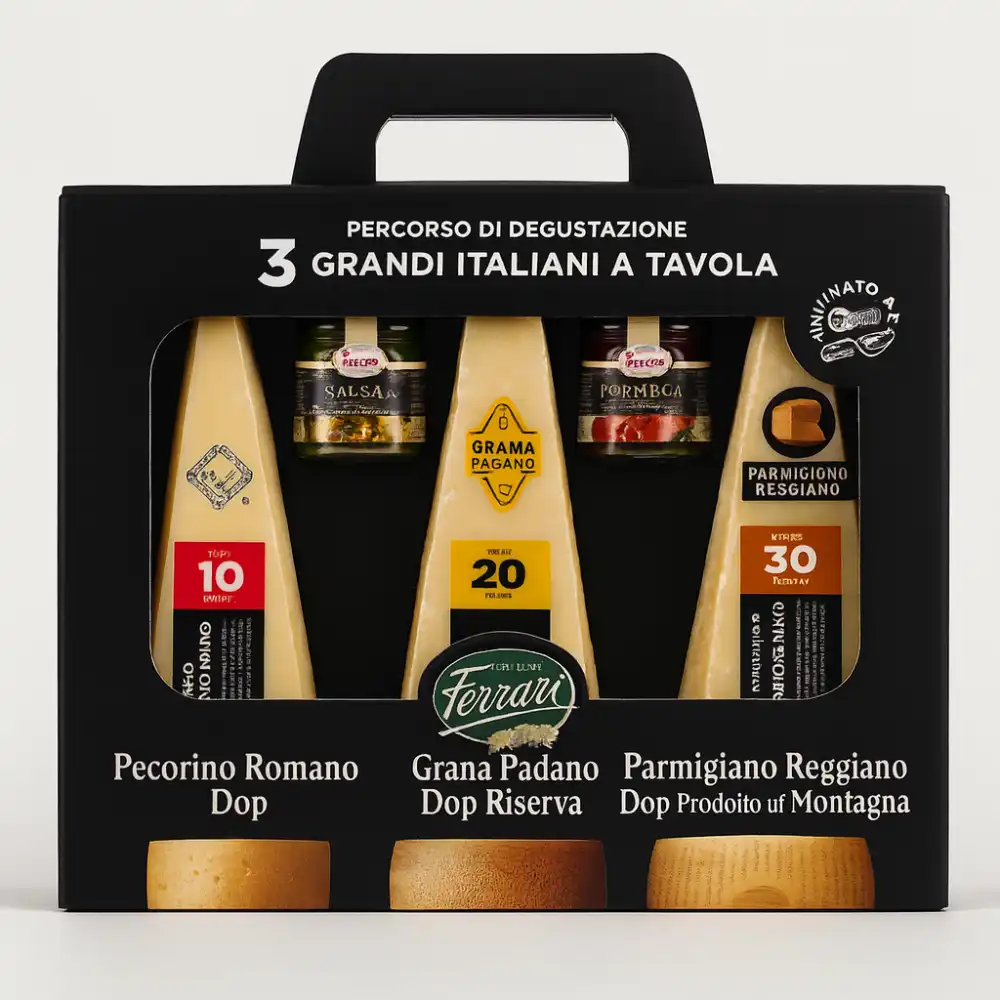 Confezione Degustazione Formaggi Italiani 450g con Salse Gourmet Tris DOP