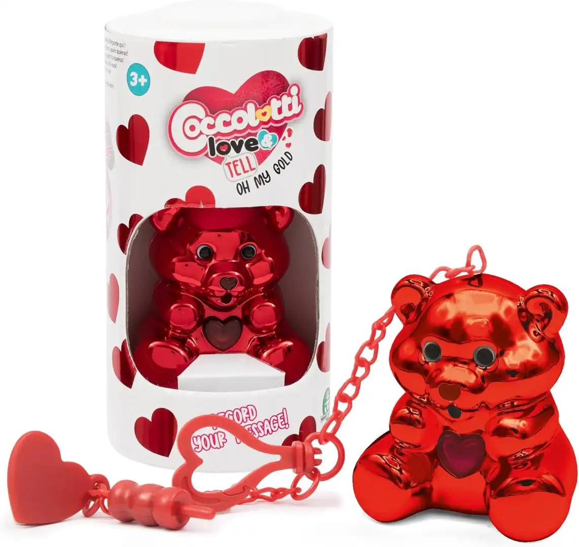 Coccolotti Love & Tell Oh My Gold Orsetto Interattivo Rosso 7 cm Giocattolo