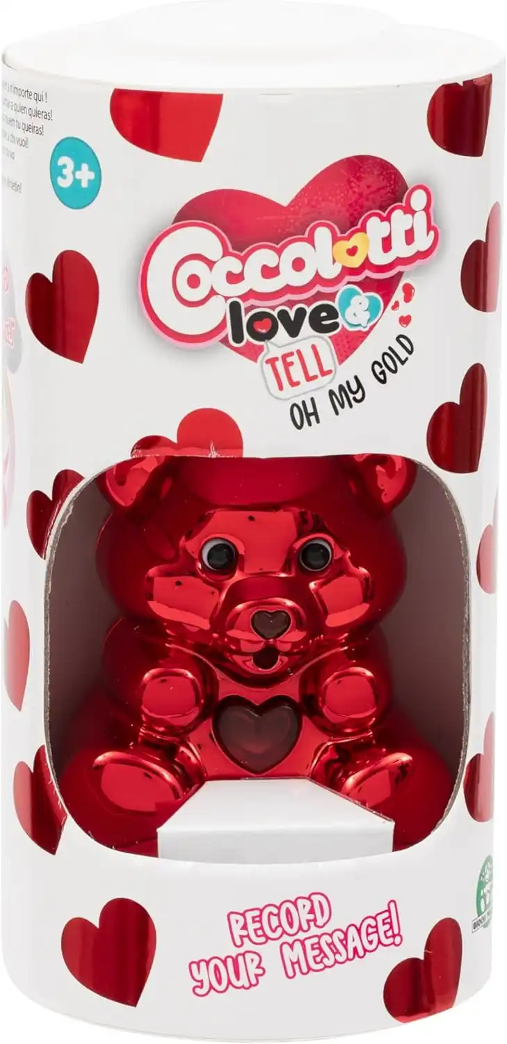 Coccolotti Love & Tell Oh My Gold Orsetto Interattivo Rosso 7 cm Giocattolo