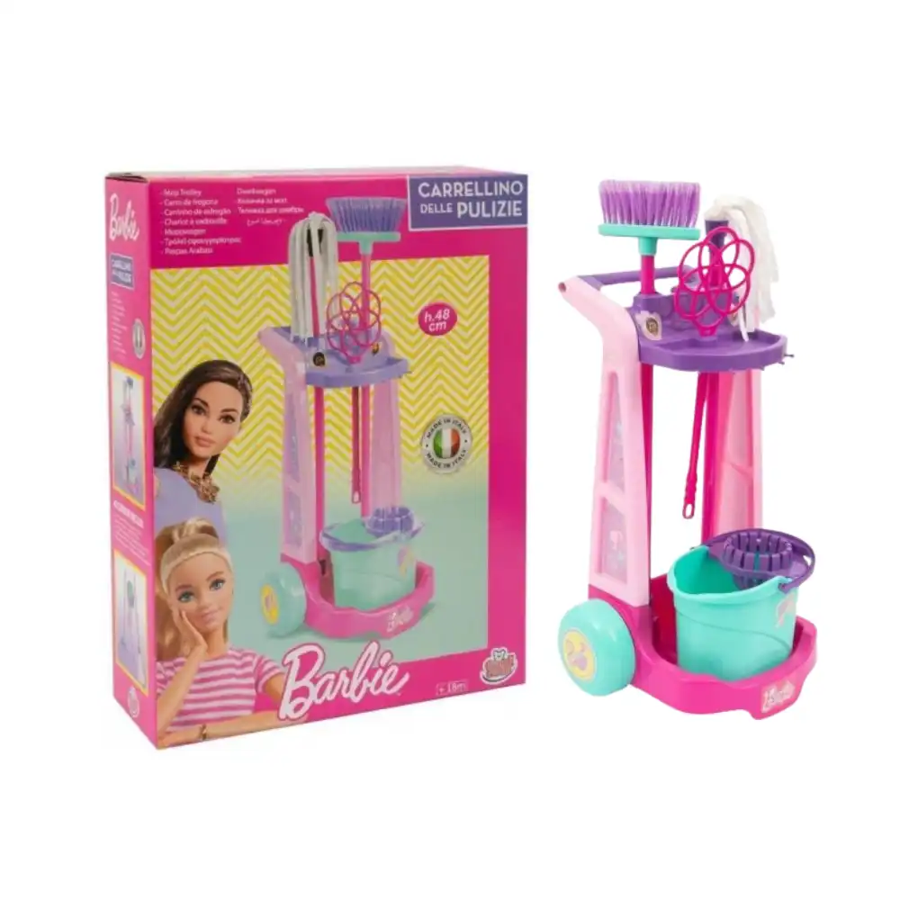 Barbie Trolley Pulizia Grandi Giochi con Scopa Mocio Secchio Battipanni Bambine
