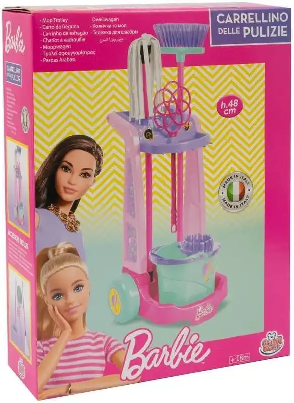 Barbie Trolley Pulizia Grandi Giochi con Scopa Mocio Secchio Battipanni Bambine
