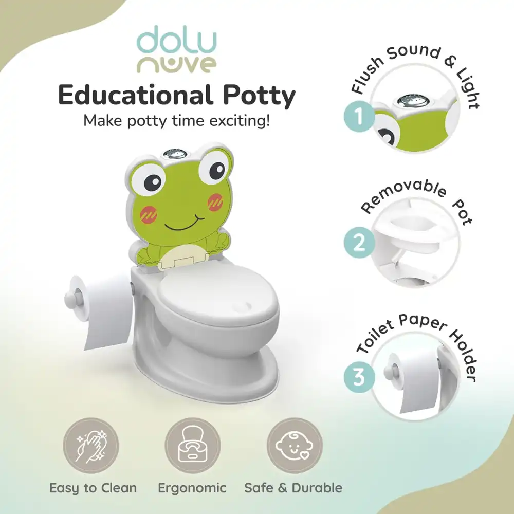 Dolu Vasino Educativo Rana con Suono Sciacquone e Porta Carta Igienica 18+ Mesi