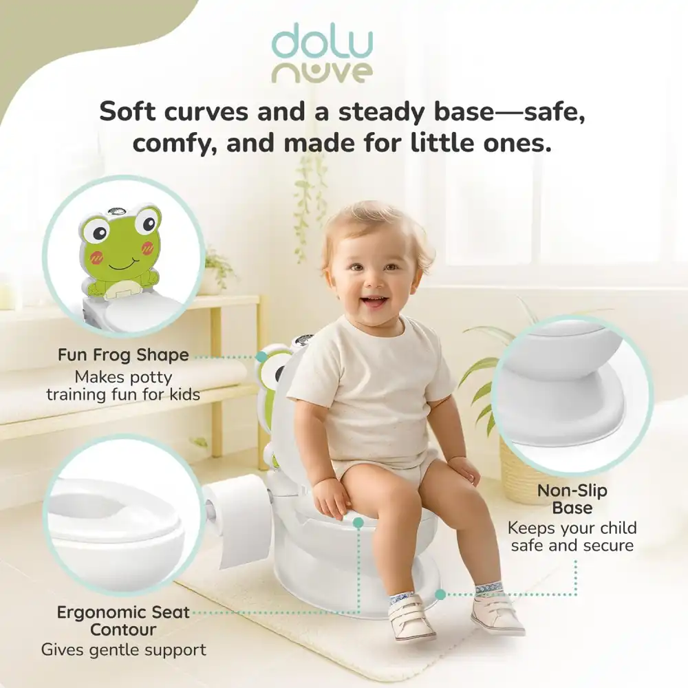 Dolu Vasino Educativo Rana con Suono Sciacquone e Porta Carta Igienica 18+ Mesi