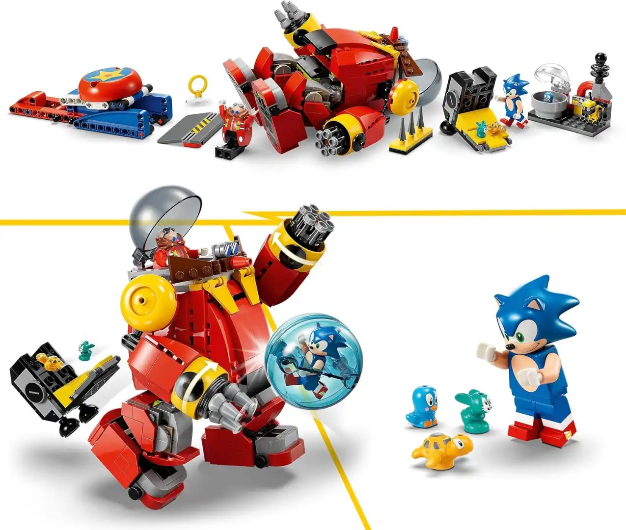 LEGO Sonic vs Robot Death Egg Dr. Eggman con Sfera Velocità e 6 Personaggi