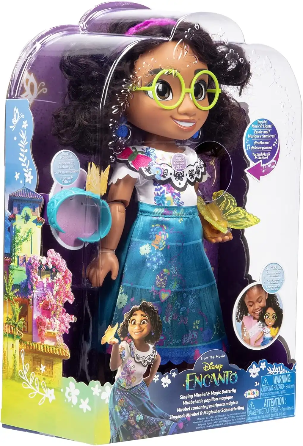 Disney Encanto Mirabel 38cm con Farfalla Luminosa Bambola Parlante Giocattolo