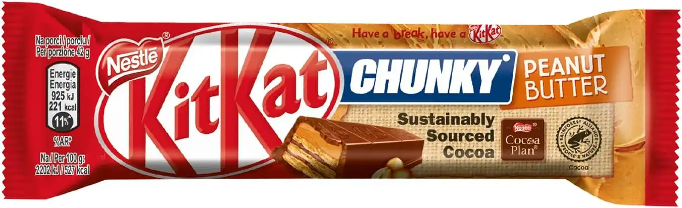 KITKAT Chunky Peanut Butter 24x42g Wafer Ricoperto di Cioccolato al Latte