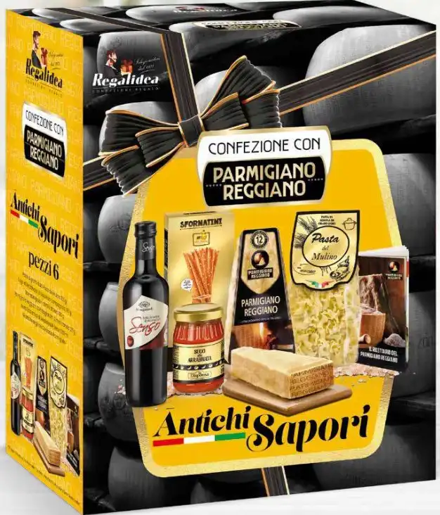 Confezione Regalo Antichi Sapori con Parmigiano Reggiano DOP – 6 pezzi Natale