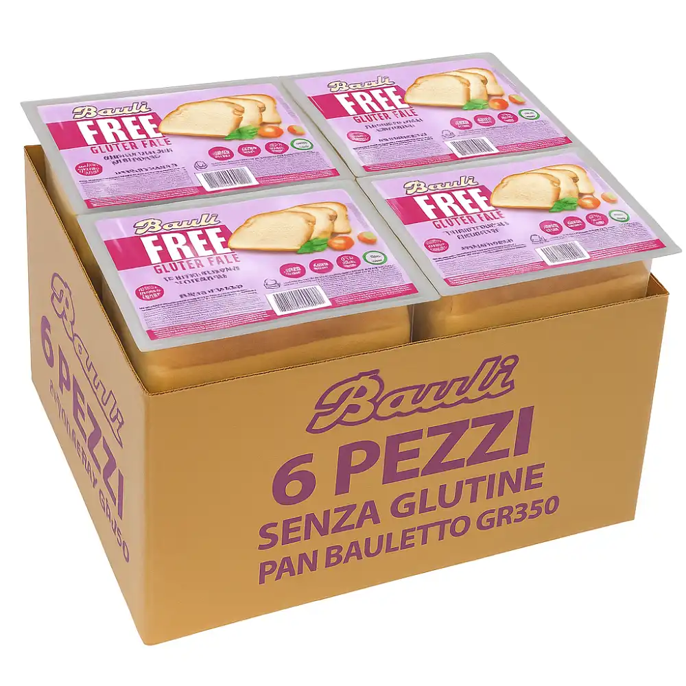 6x Pan Bauletto Classico 350g Senza Glutine Morbido Fonte di Fibre Italiano