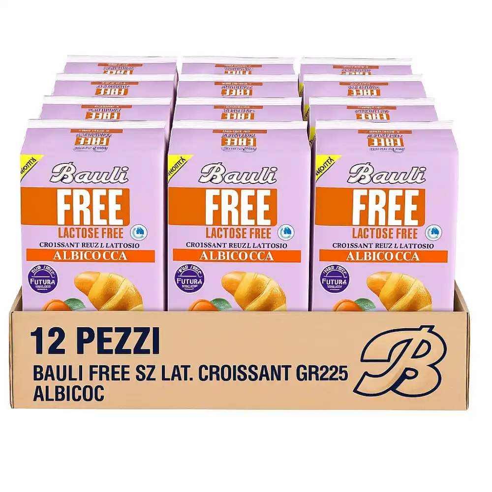 12x Croissant Albicocca 225g Senza Lattosio Morbidi Ripieni Colazione