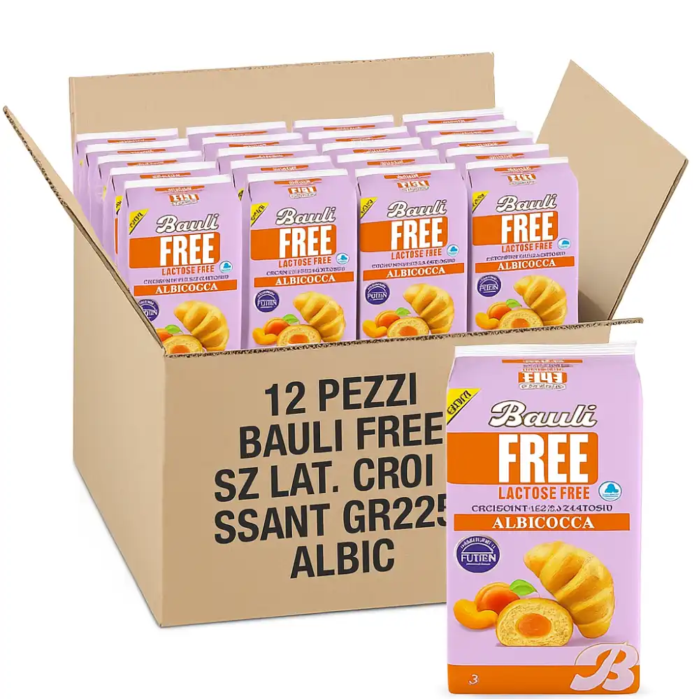 12x Croissant Albicocca 225g Senza Lattosio Morbidi Ripieni Colazione