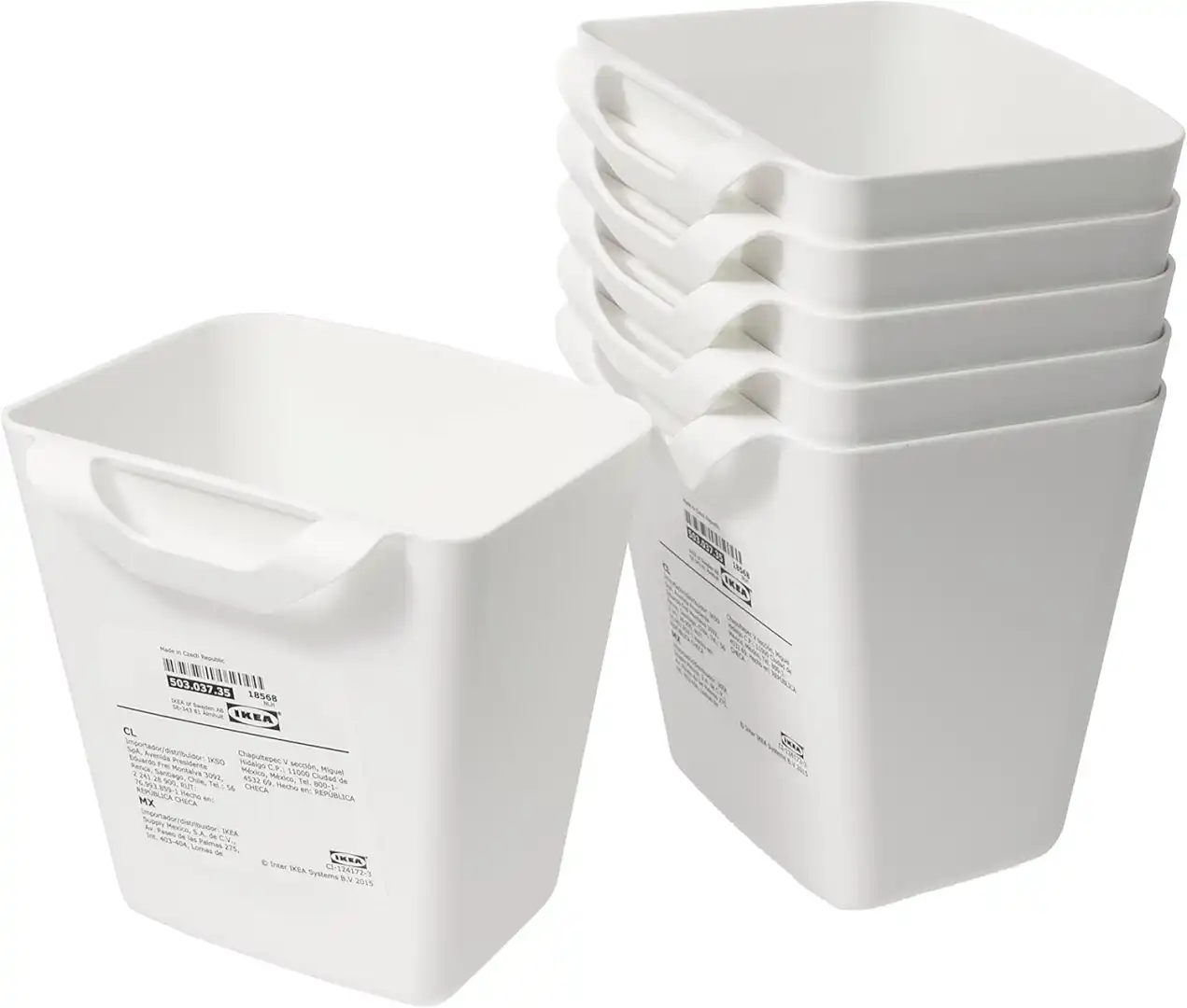 Set 6 Contenitori Pensili da Cucina Bianco 12x11x13 cm Plastica 750 ml Organizer