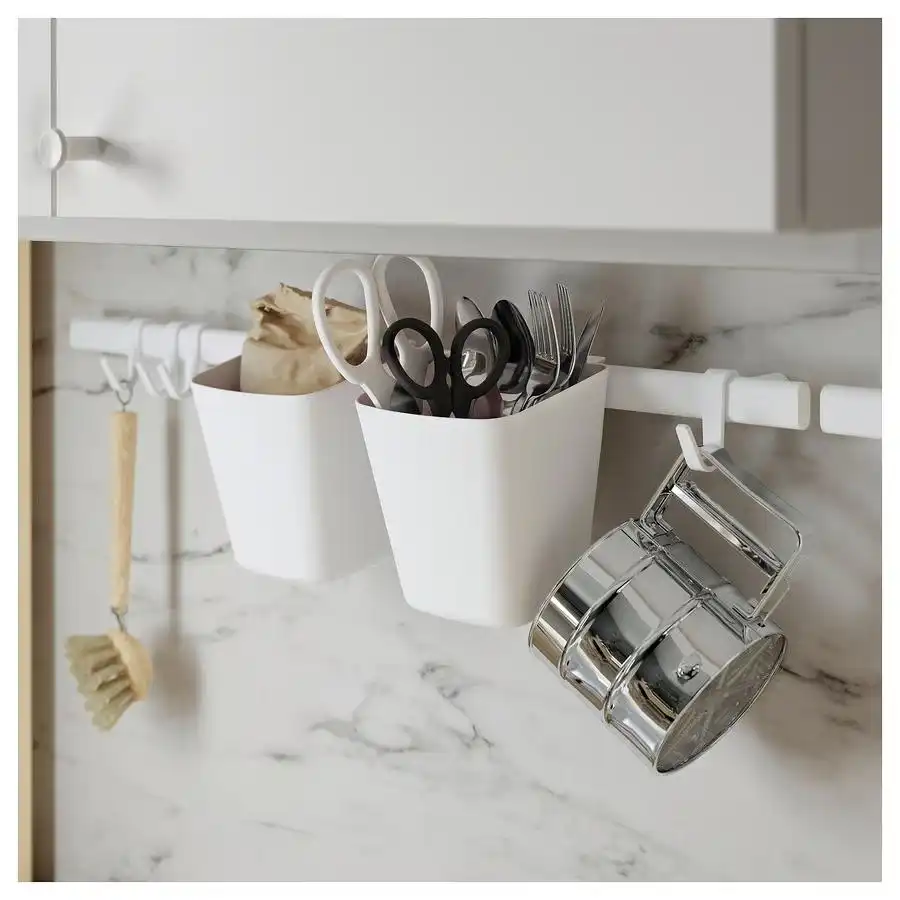 Set 6 Contenitori Pensili da Cucina Bianco 12x11x13 cm Plastica 750 ml Organizer